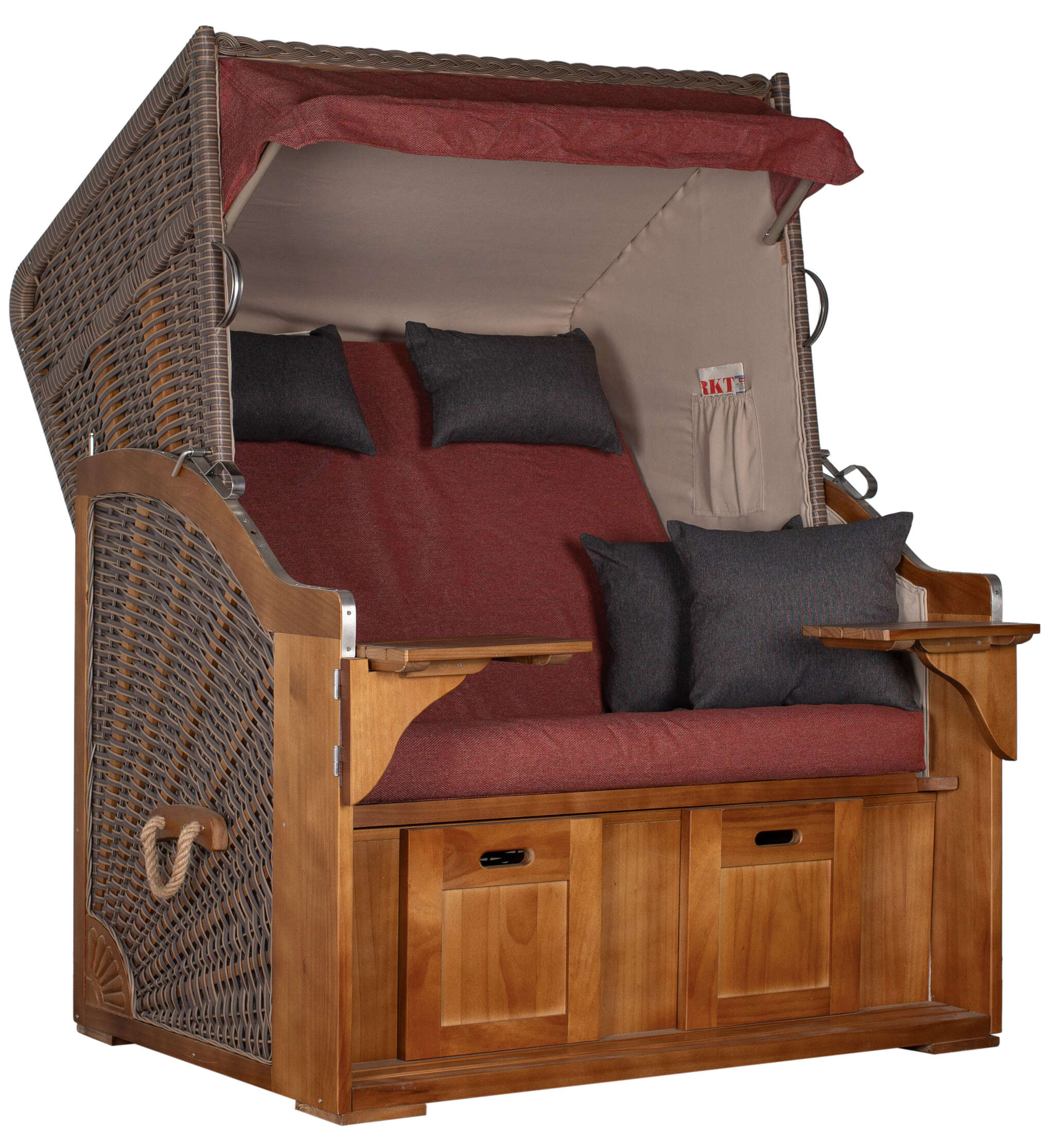 Strandkorb Schleswig Pinie Braun PE Mokka Dessin 566