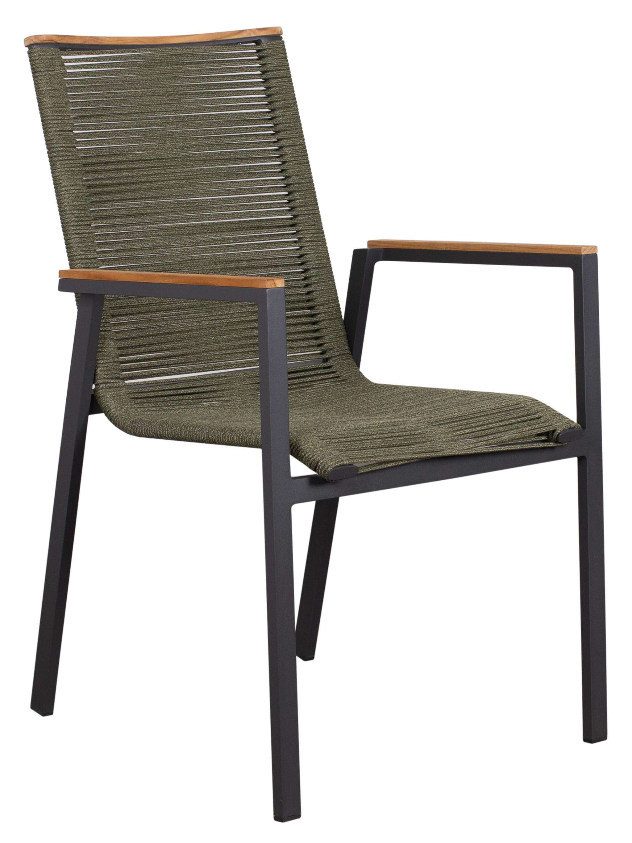 Dining Stapelsessel Alicante Rope Green mit Teakarmlehne