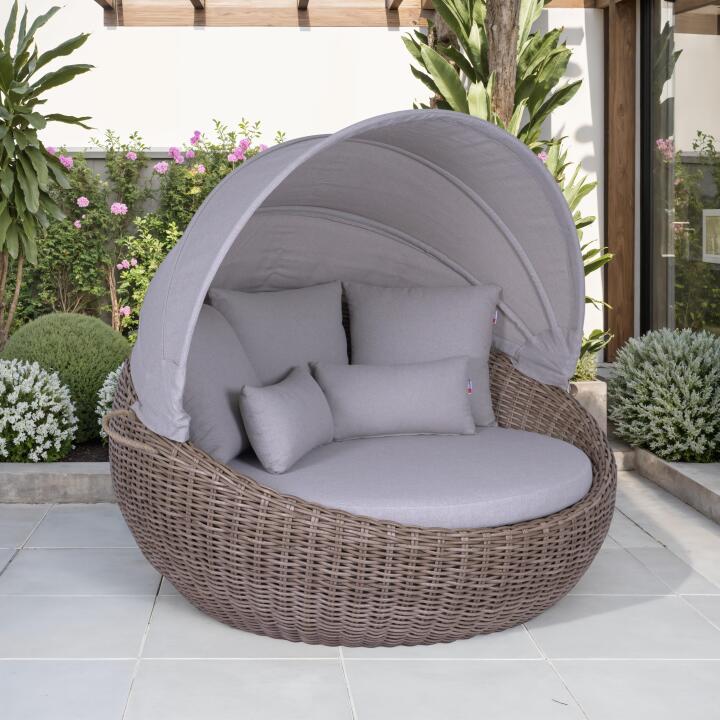 Sonneninsel Marano PE Rattan brown Bezüge beige inkl.Schutzhülle