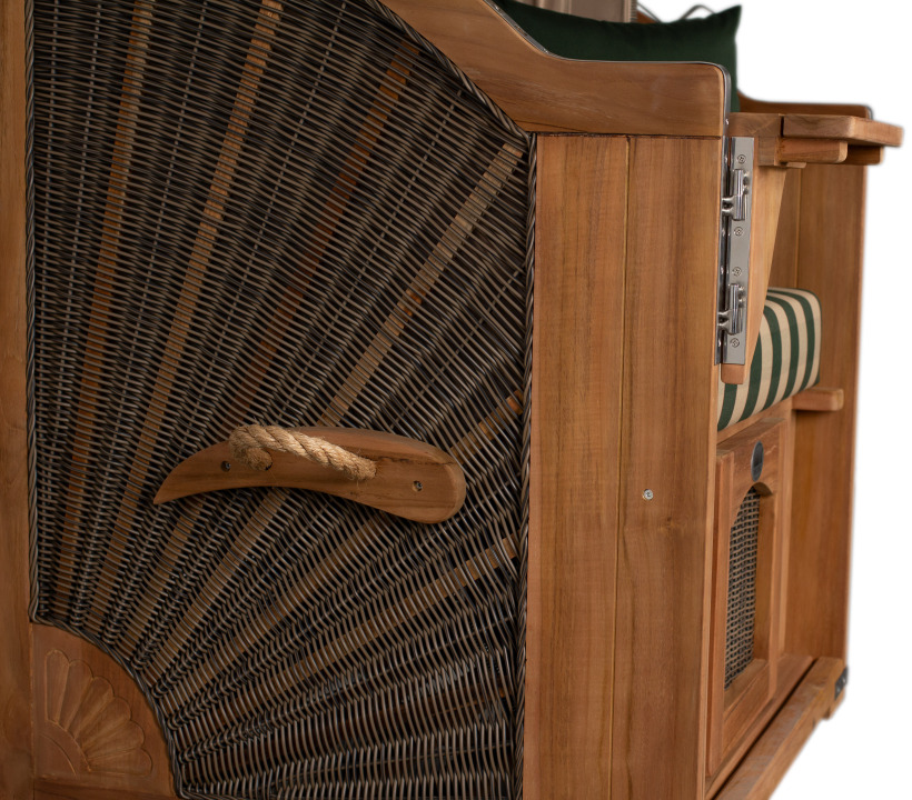 Strandkorb Amrum Single Bullauge Teak PE Grey Dessin 510