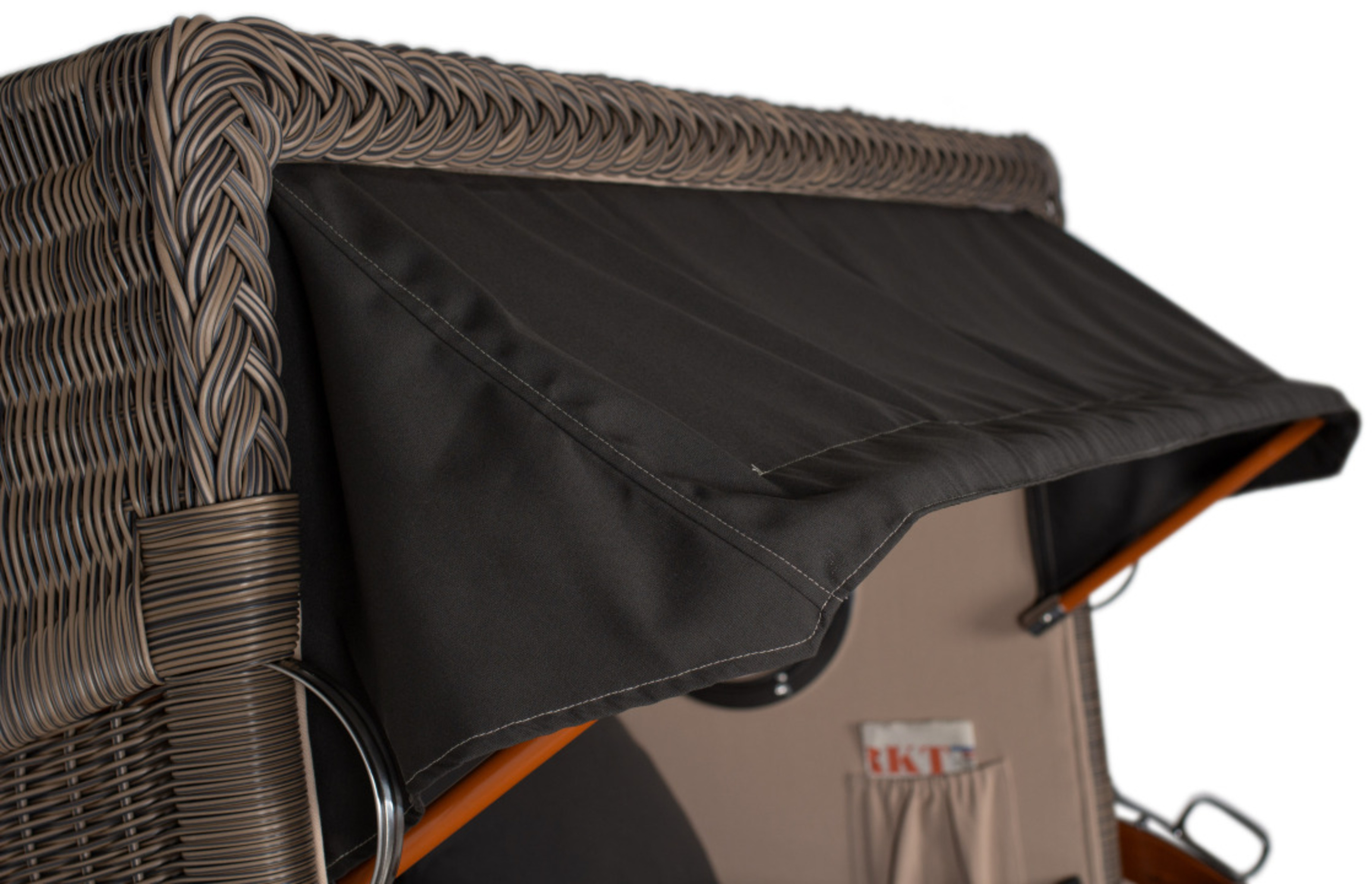 Strandkorb Amrum Grande Bullauge Mahagoni PE grey Dessin 548
