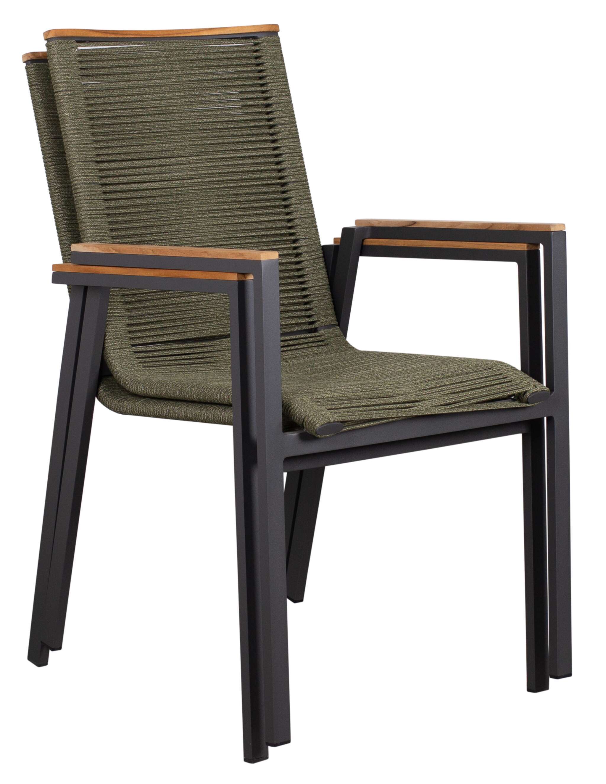 Dining Stapelsessel Alicante Rope Green mit Teakarmlehne