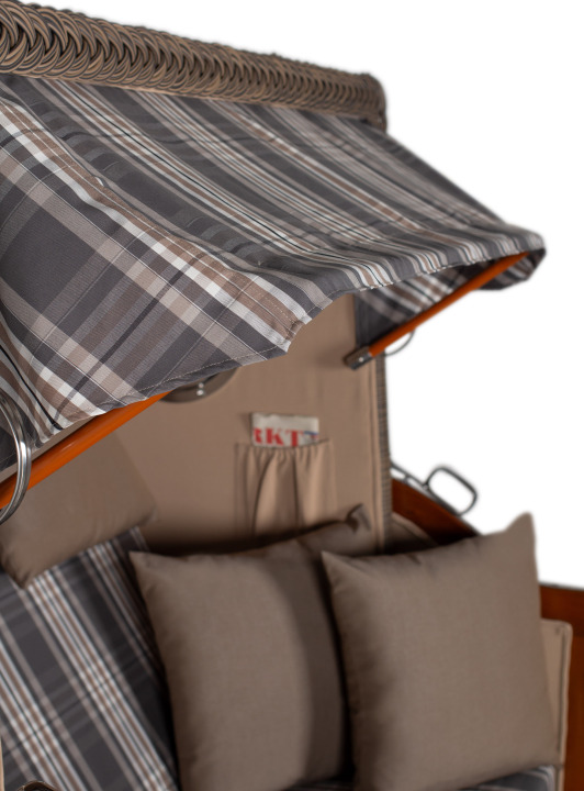 Strandkorb Amrum Grande Bullauge Mahagoni PE grey Dessin 522