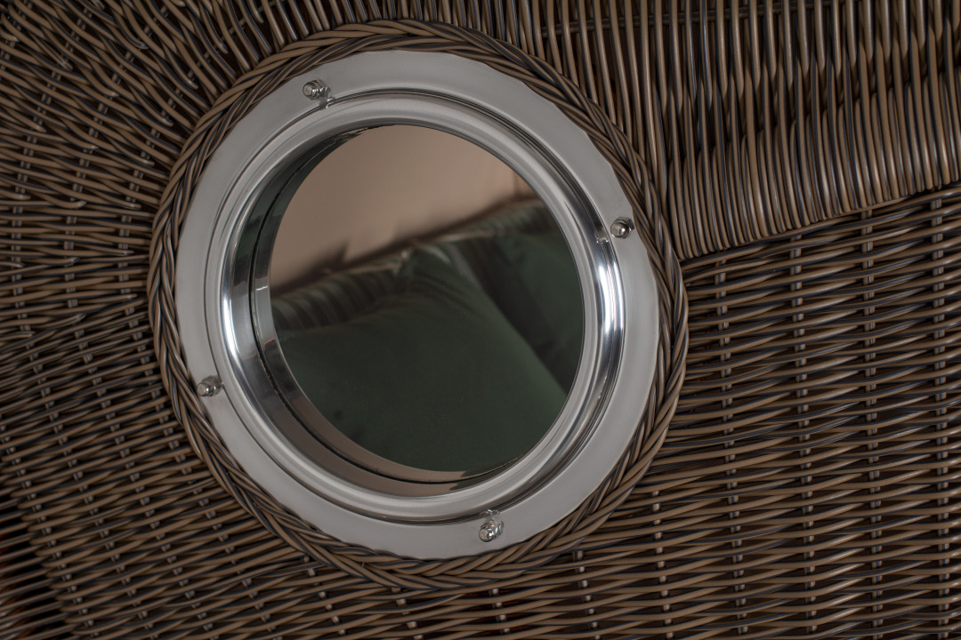 Strandkorb Amrum Grande Bullauge Mahagoni PE grey Dessin 504