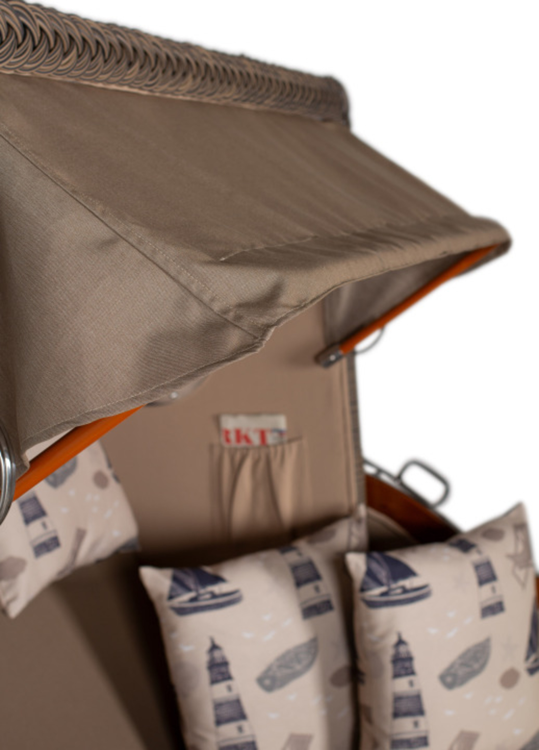 Strandkorb Amrum Grande Bullauge Mahagoni PE grey Dessin 540