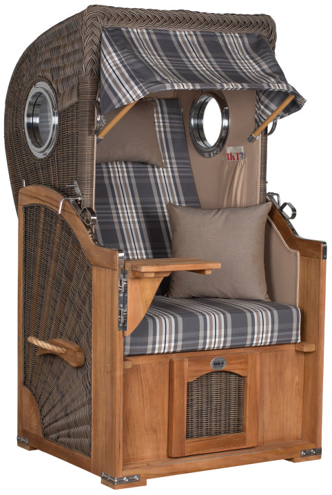 Strandkorb Amrum Single Bullauge Teak PE Grey Dessin 522