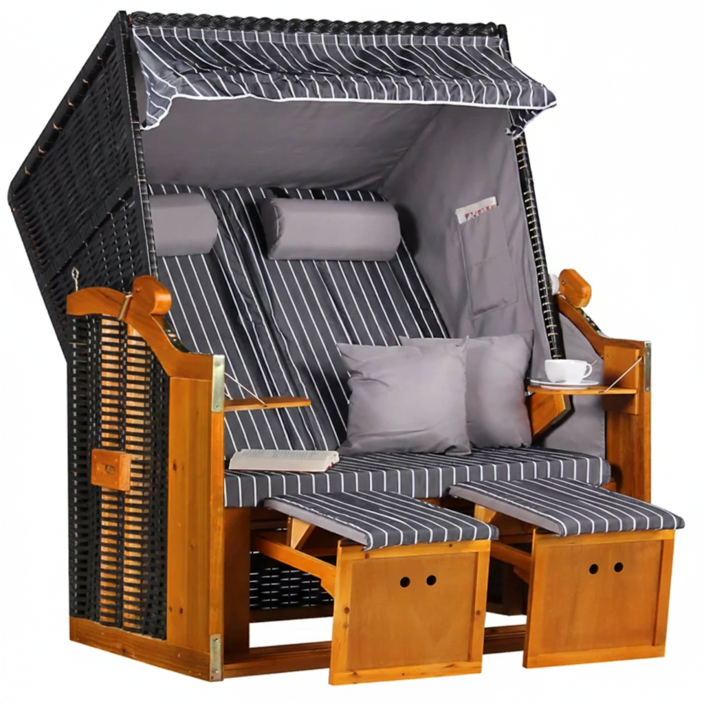 Strandkorb Baltic PE schwarz Dessin Royal Anthrazit