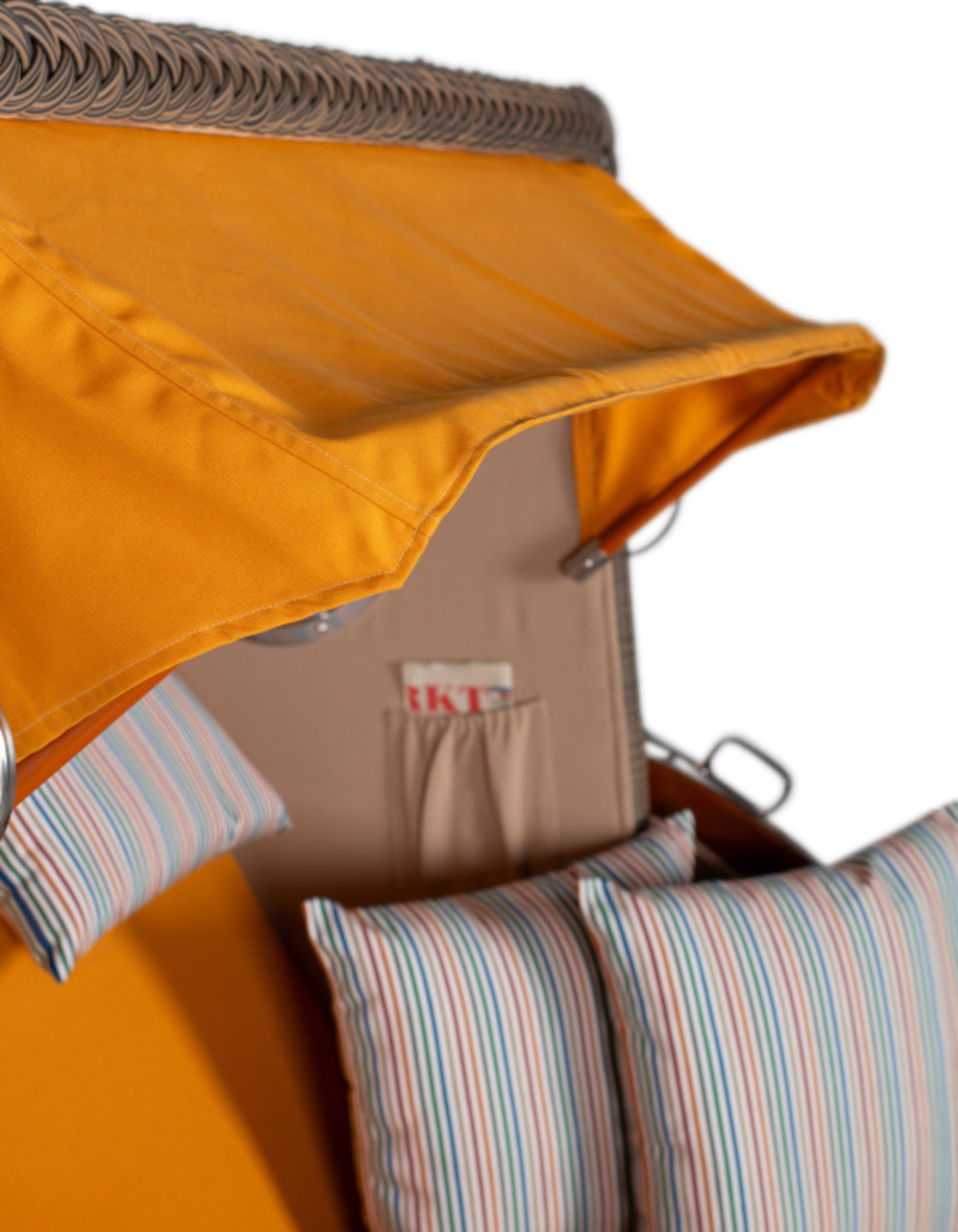 Strandkorb Amrum Bullauge Mahagoni PE Grey Dessin 586