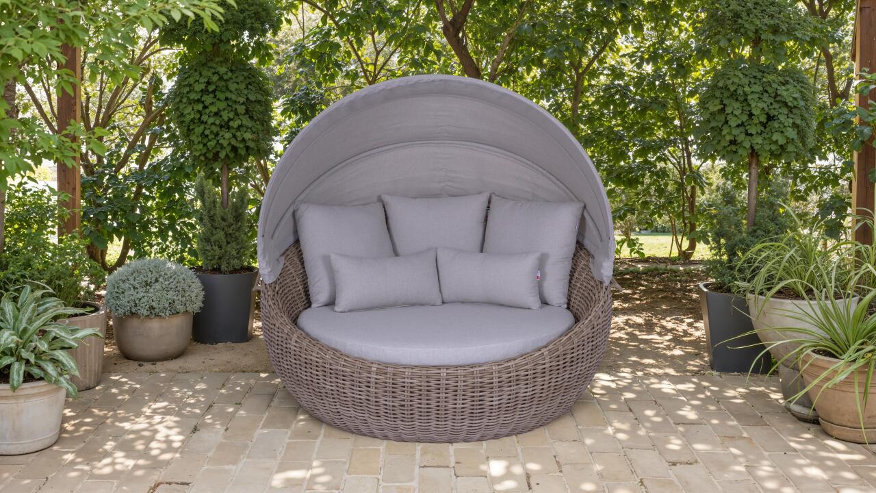Sonneninsel Marano PE Rattan brown Bezüge beige inkl.Schutzhülle