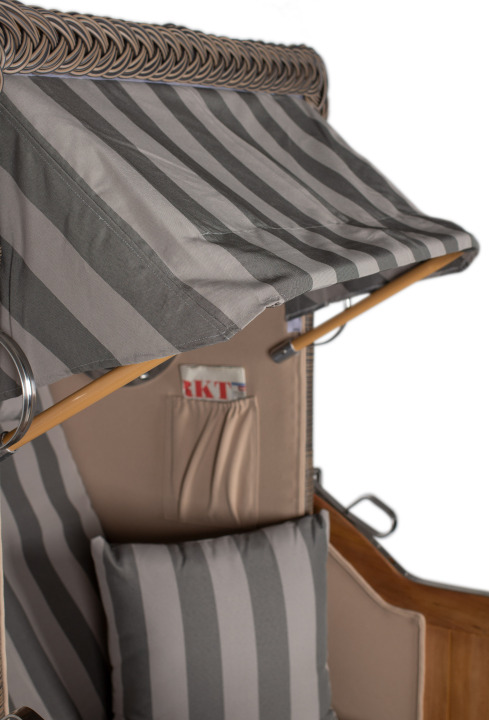 Strandkorb Amrum Single Bullauge Teak PE Grey Dessin 537