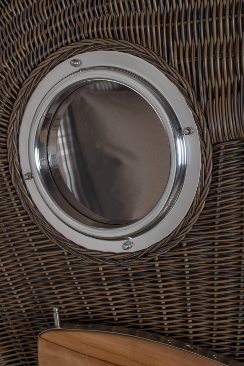 Strandkorb Amrum Single Bullauge Teak PE Grey Dessin 522