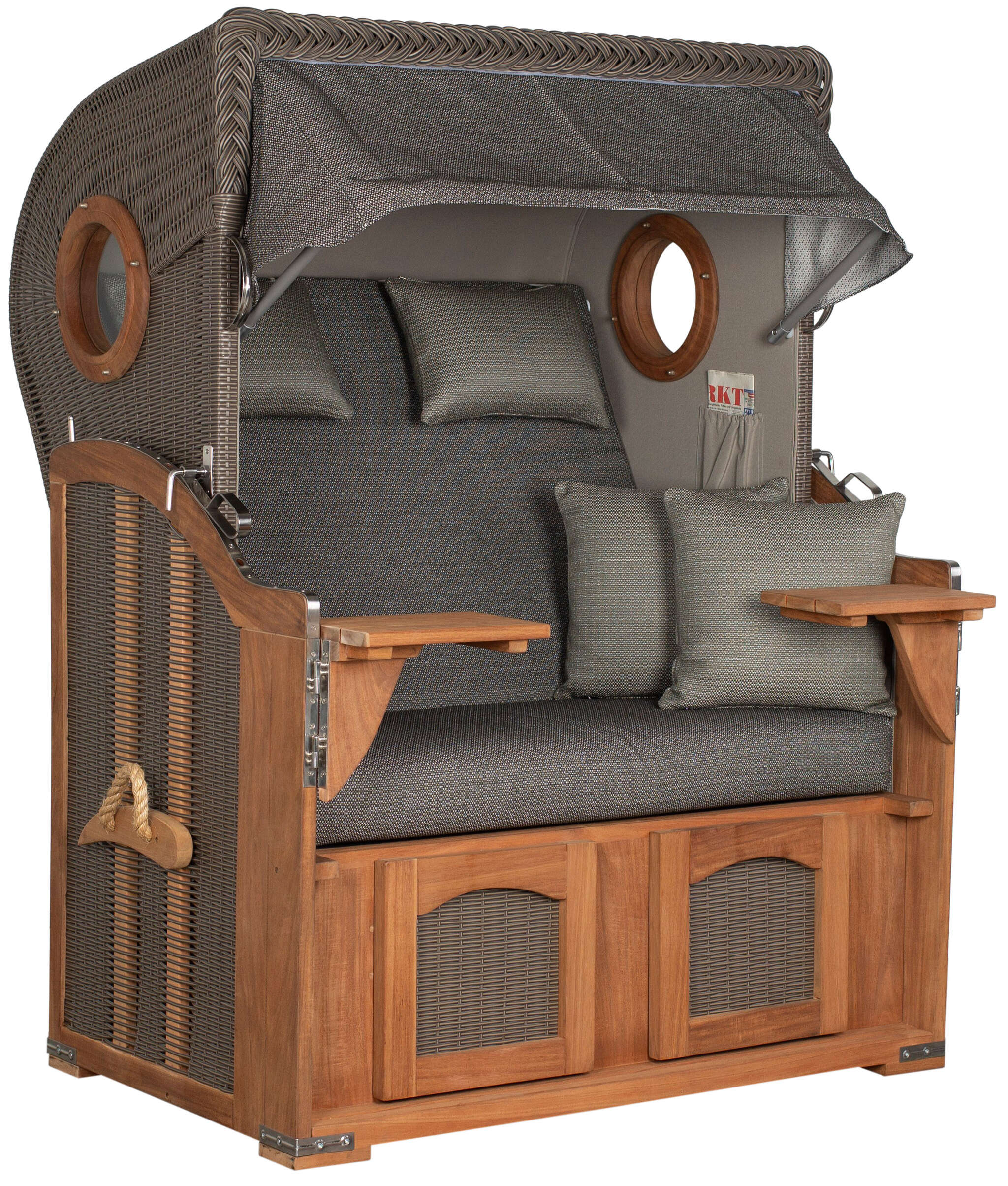 Strandkorb Mellum Akazie PE dark brown Dessin 577