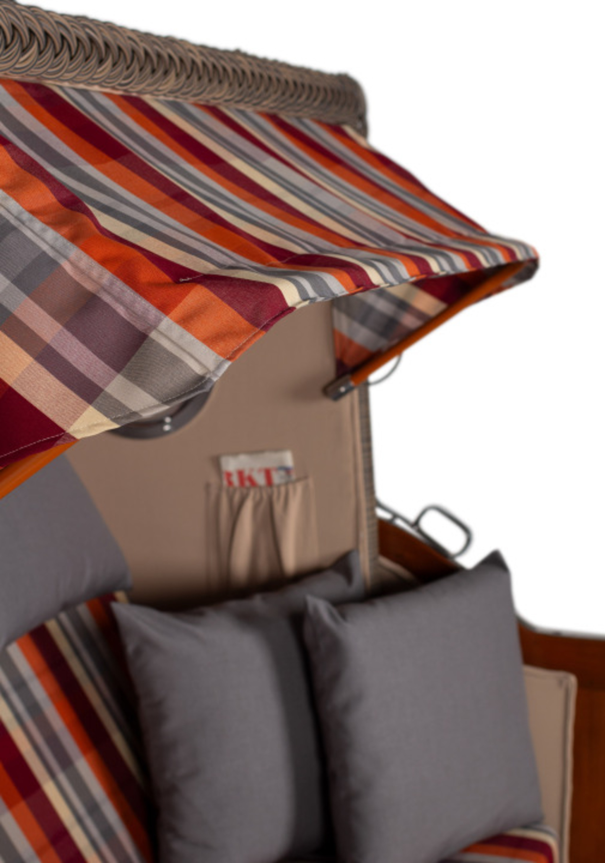 Strandkorb Amrum Grande Bullauge Mahagoni PE grey Dessin 584