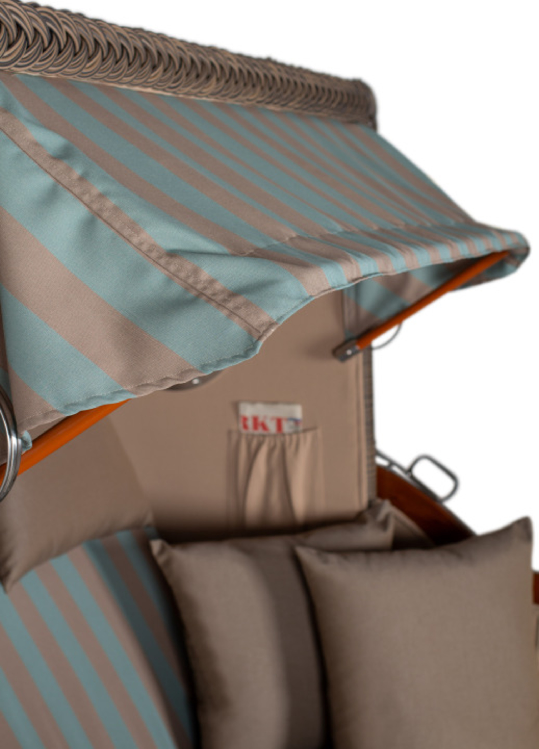 Strandkorb Amrum Grande Bullauge Mahagoni PE grey Dessin 520