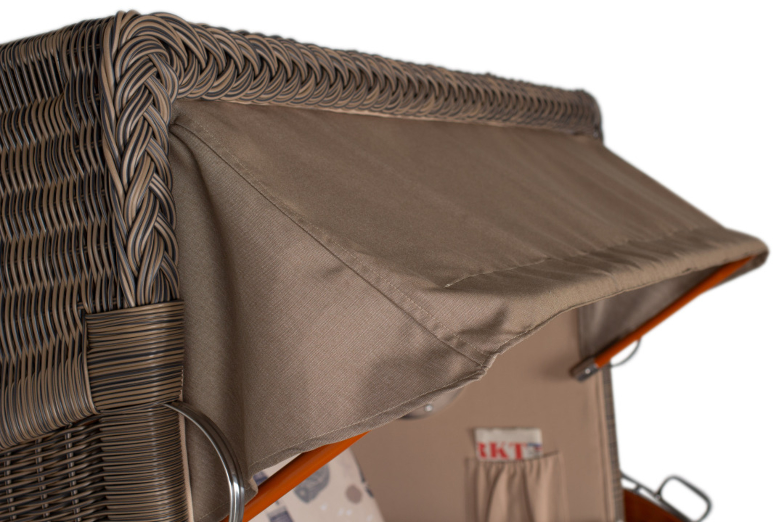 Strandkorb Amrum Grande Bullauge Mahagoni PE grey Dessin 540