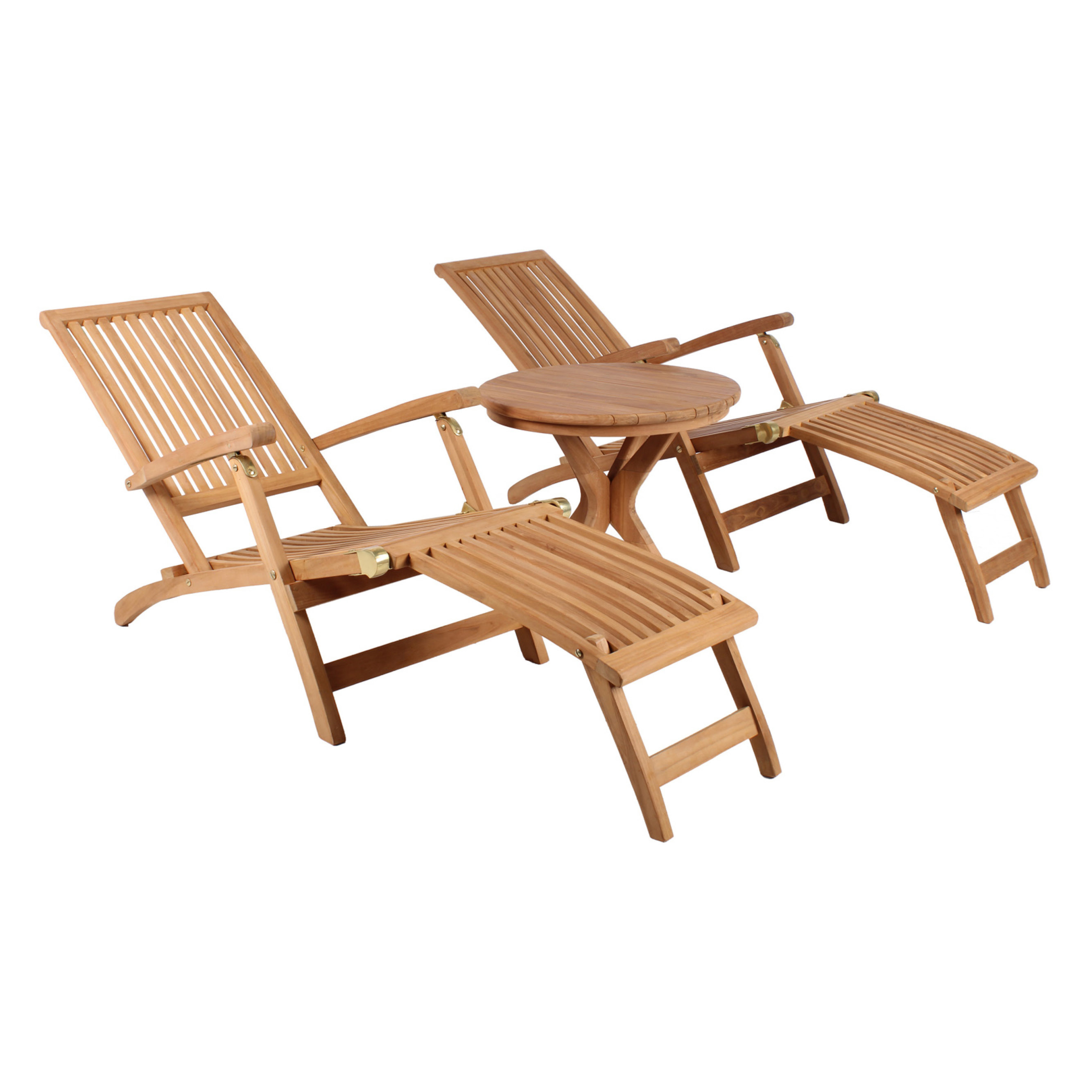 Deckchair Yacht Teak und Tisch Burton Teak-KOMPLETTSET