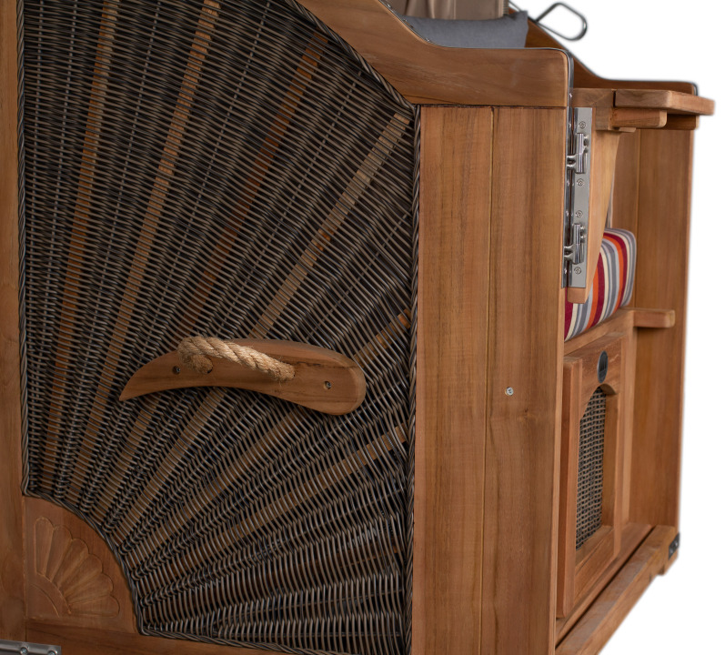 Strandkorb Amrum Single Bullauge Teak PE Grey Dessin 584