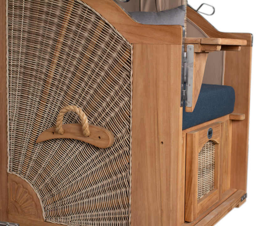 Strandkorb Amrum Single Bullauge Teak PE Shell Dessin 593