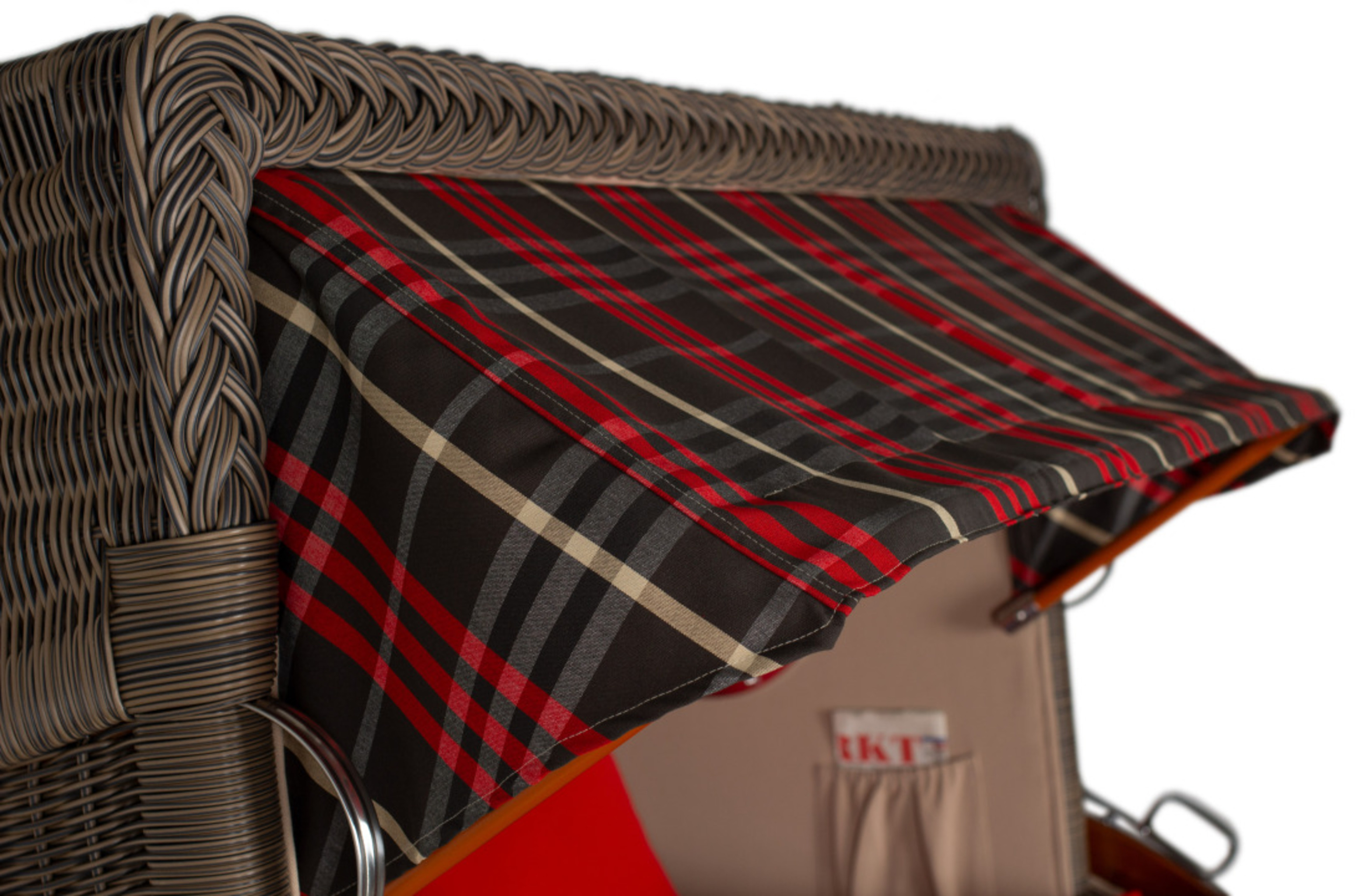 Strandkorb Amrum Grande Bullauge Mahagoni PE grey Dessin 529