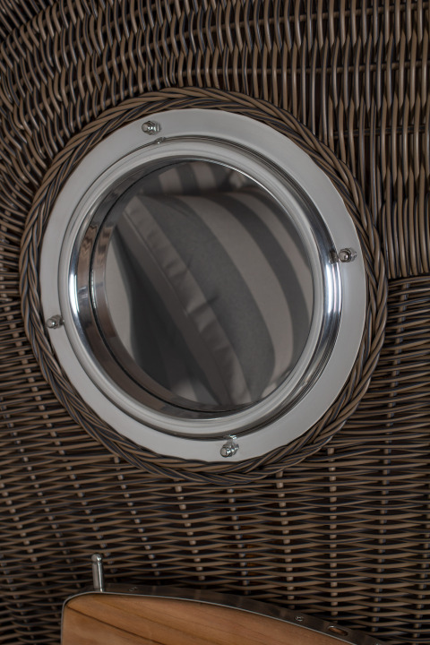 Strandkorb Amrum Single Bullauge Teak PE Grey Dessin 537