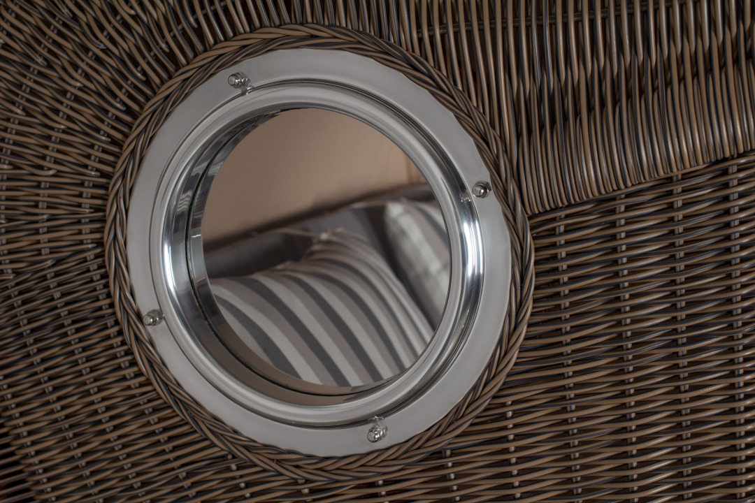 Strandkorb Amrum Grande Bullauge Mahagoni PE grey Dessin 544