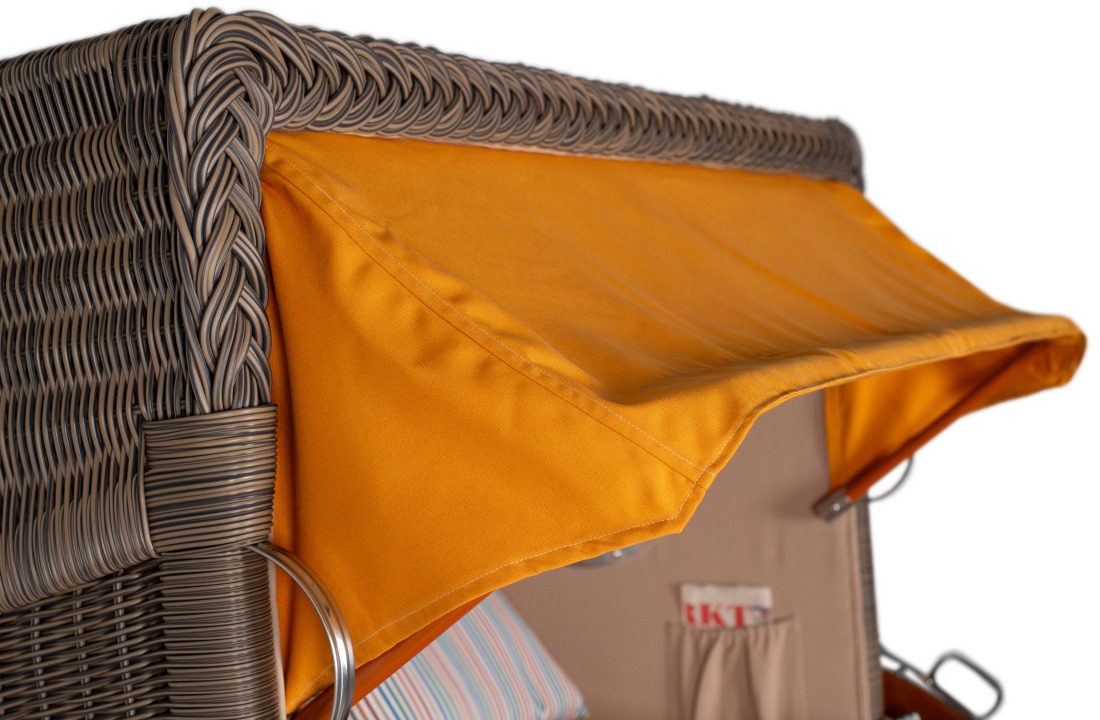 Strandkorb Amrum Grande Bullauge Mahagoni PE grey Dessin 586