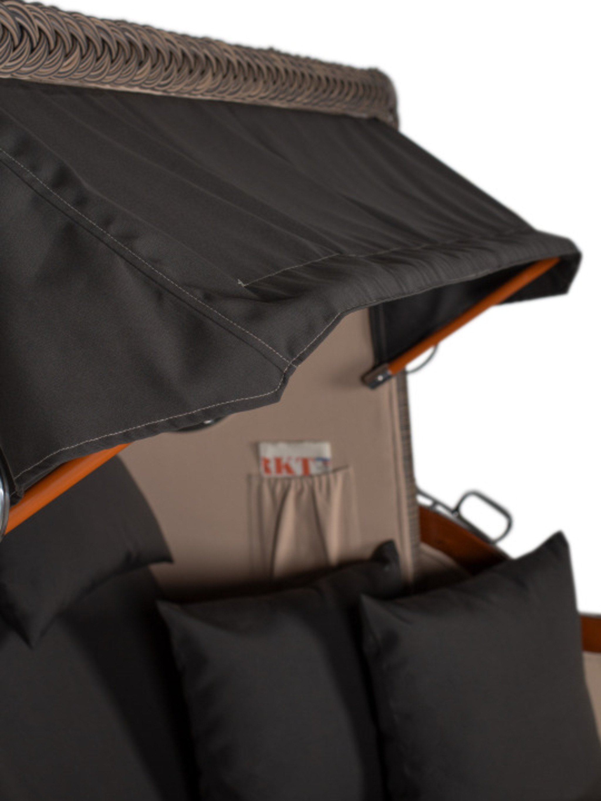 Strandkorb Amrum Grande Bullauge Mahagoni PE grey Dessin 548