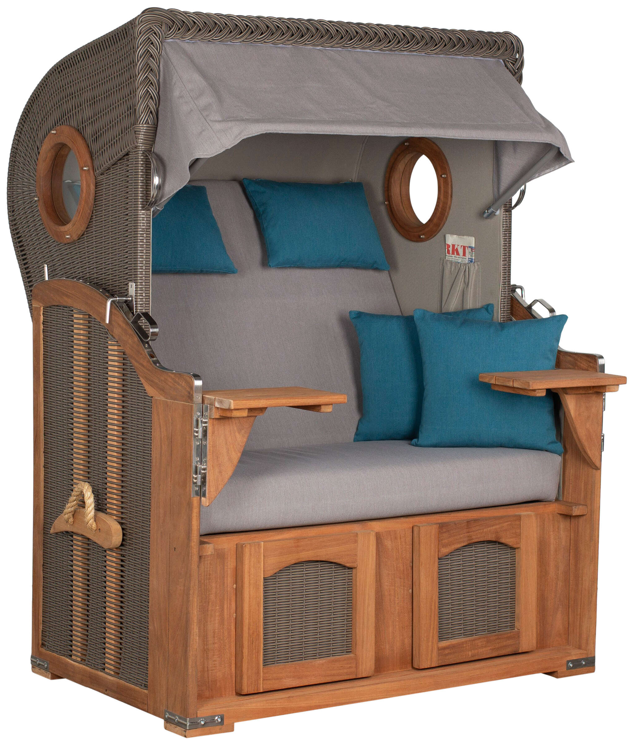 Strandkorb Mellum Akazie PE dark brown Dessin 576