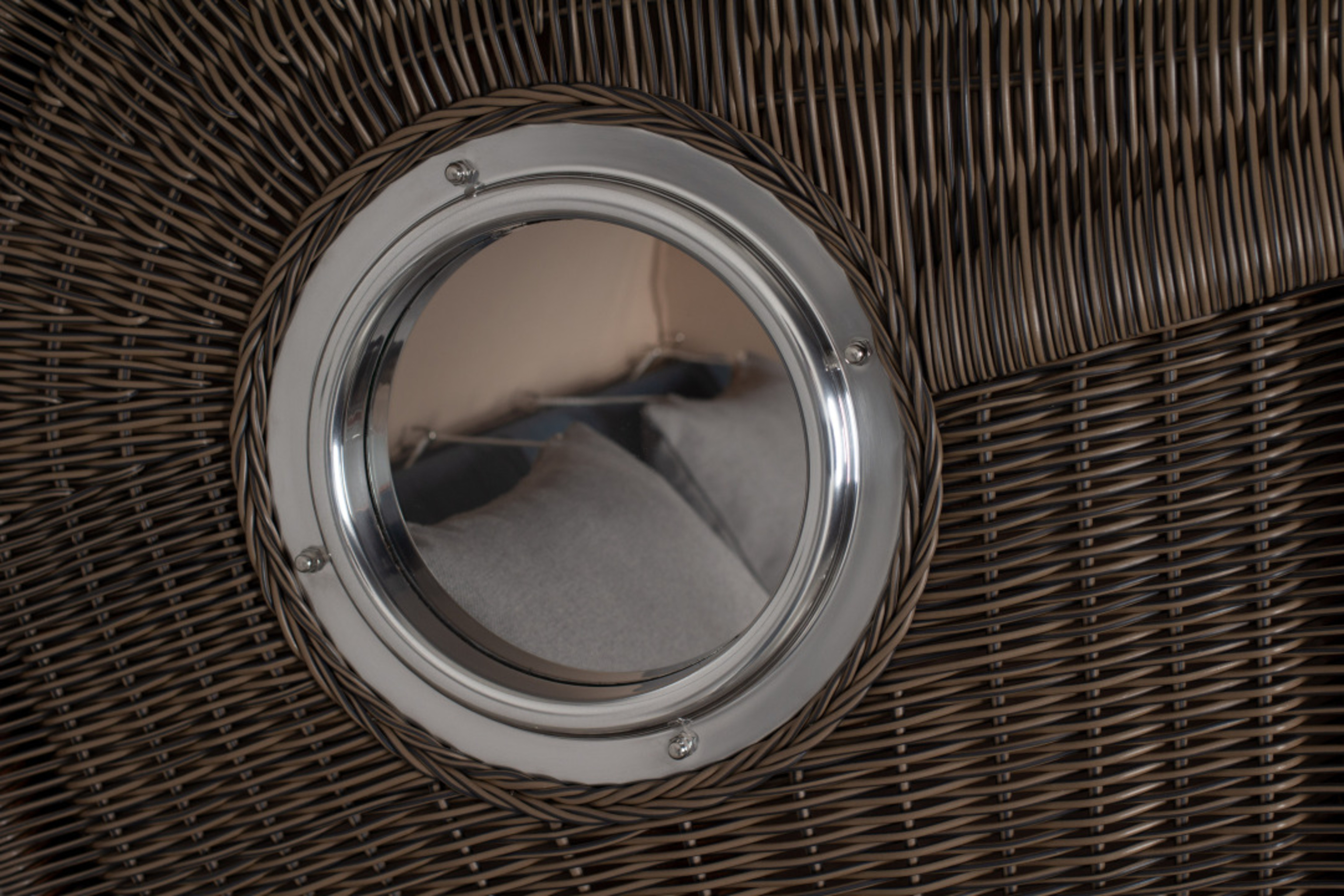 Strandkorb Amrum Grande Bullauge Mahagoni PE grey Dessin 593