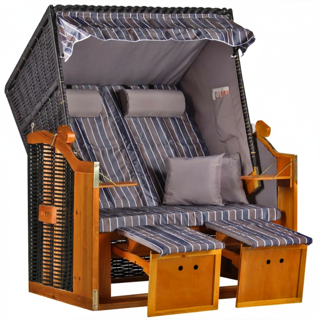 Strandkorb Baltic PE schwarz Dessin Anthrazit Braun