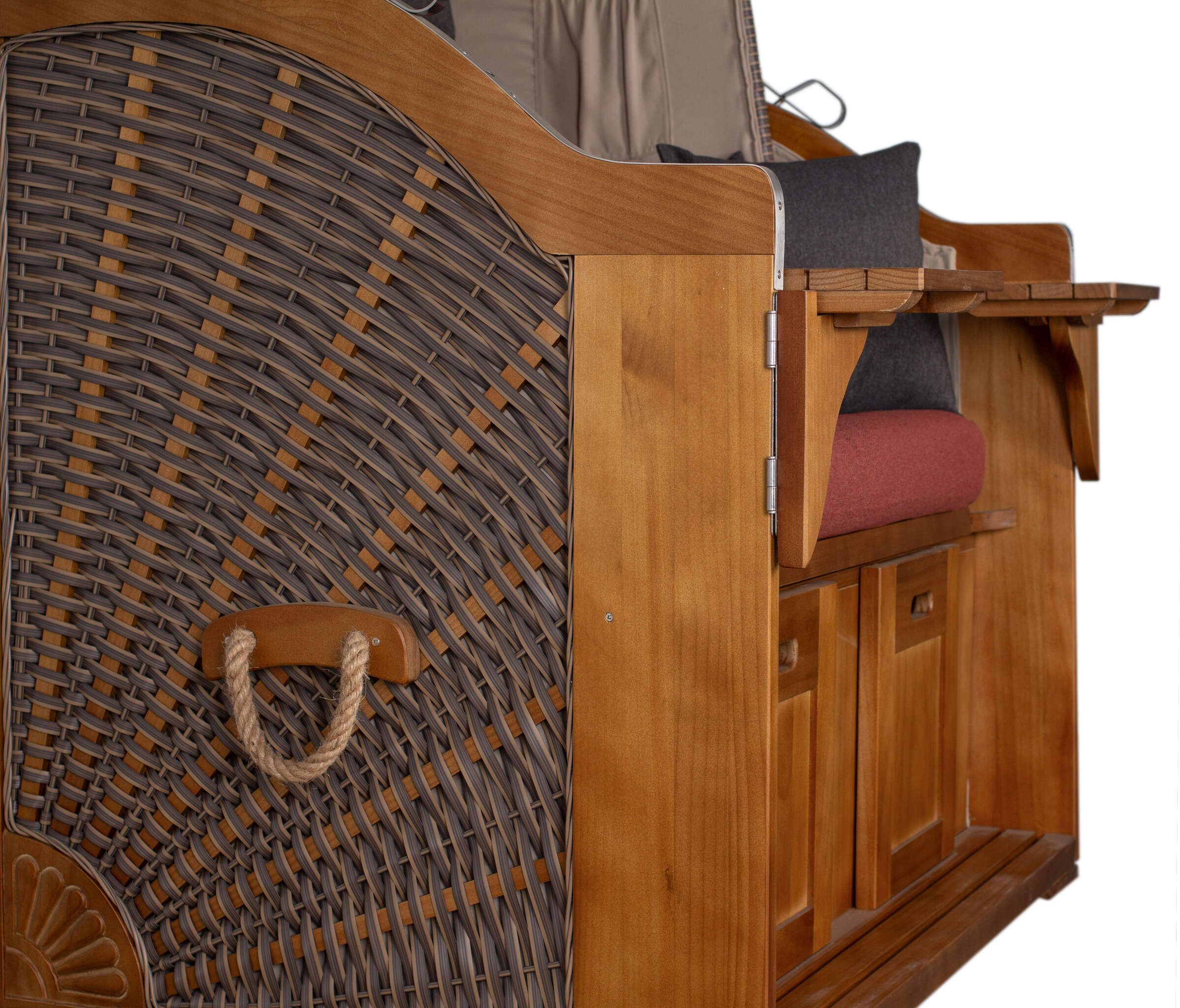 Strandkorb Schleswig Pinie Braun PE Mokka Dessin 566