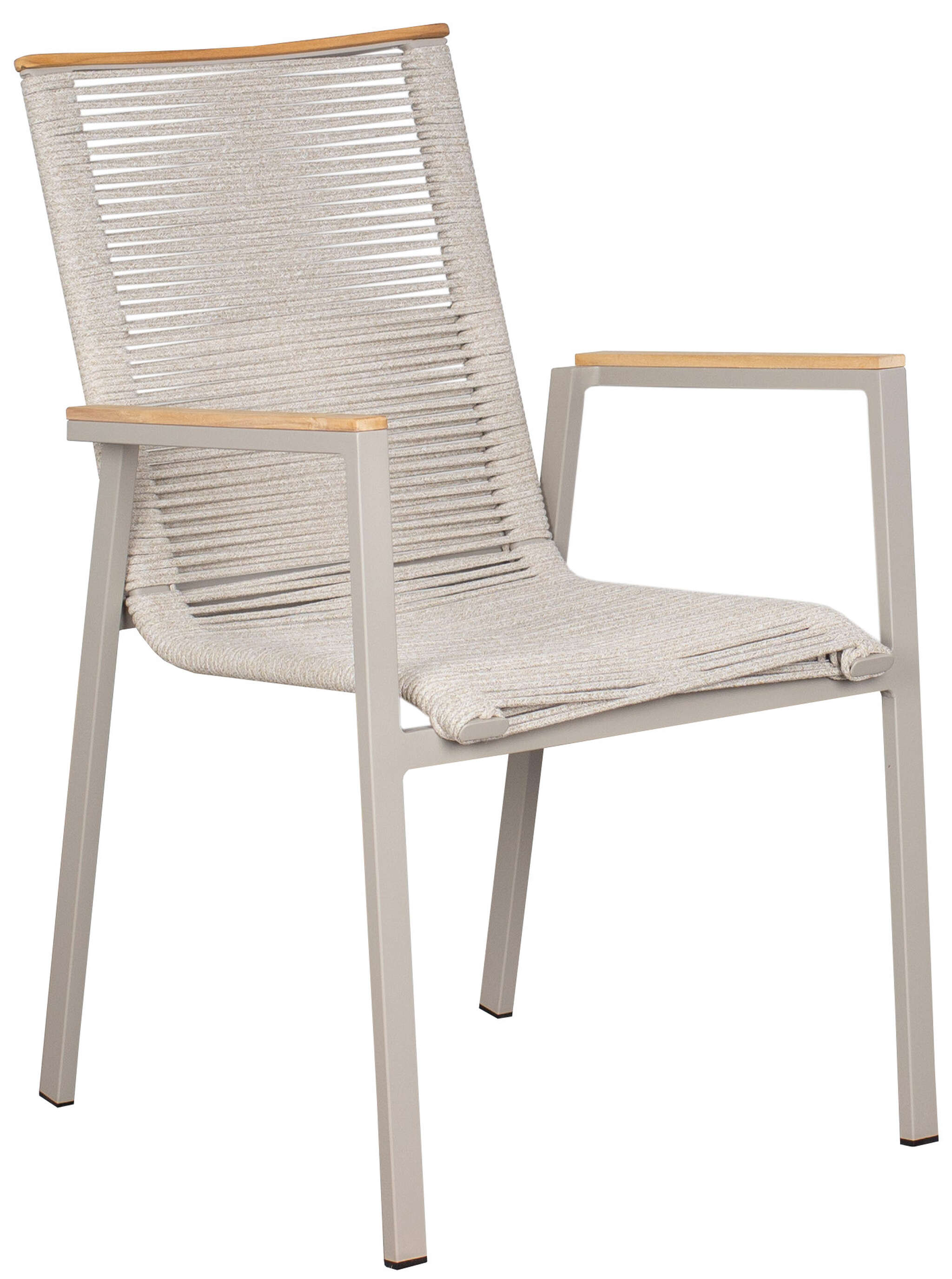 Dining Stapelsessel Alicante Rope Ivory mit Teakarmlehne