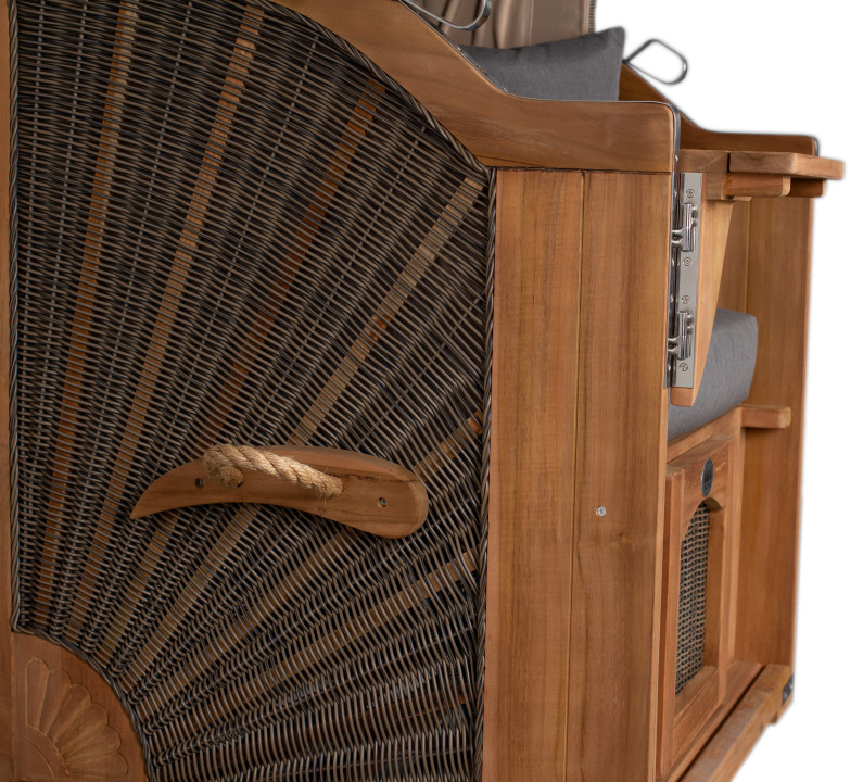 Strandkorb Amrum Single Bullauge Teak PE Grey Dessin 551