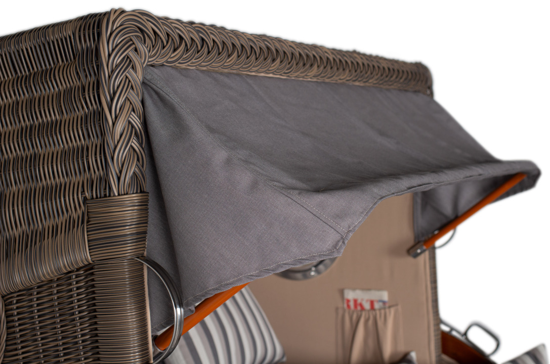 Strandkorb Amrum Grande Bullauge Mahagoni PE grey Dessin 544