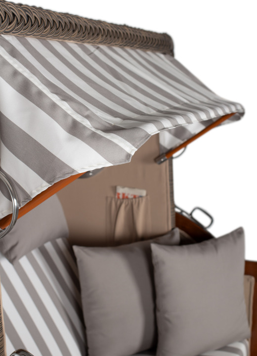 Strandkorb Amrum Grande Bullauge Mahagoni PE grey Dessin 513