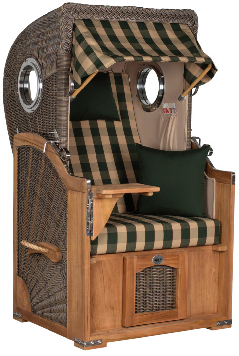 Strandkorb Amrum Single Bullauge Teak PE Grey Dessin 510