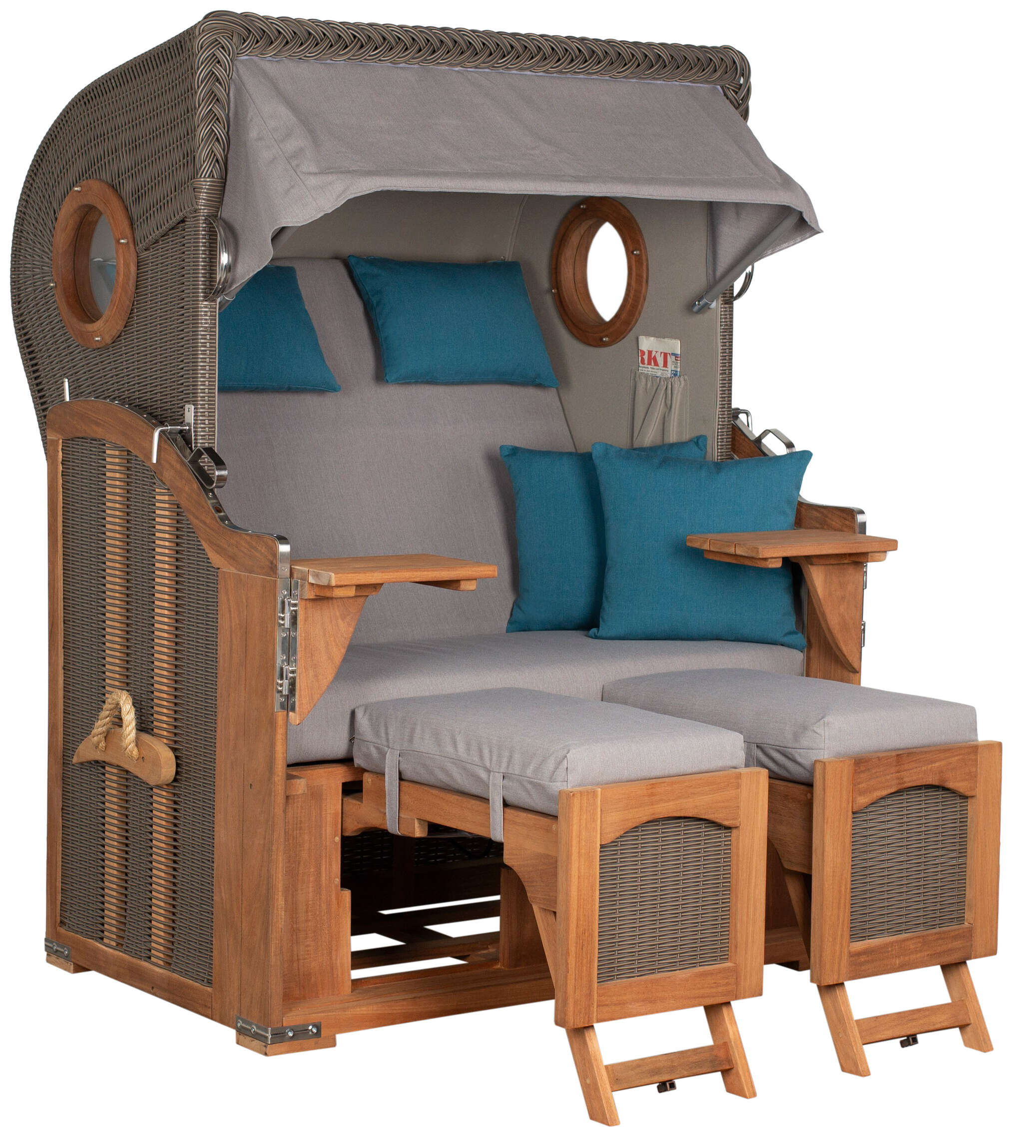 Strandkorb Mellum Akazie PE dark brown Dessin 576