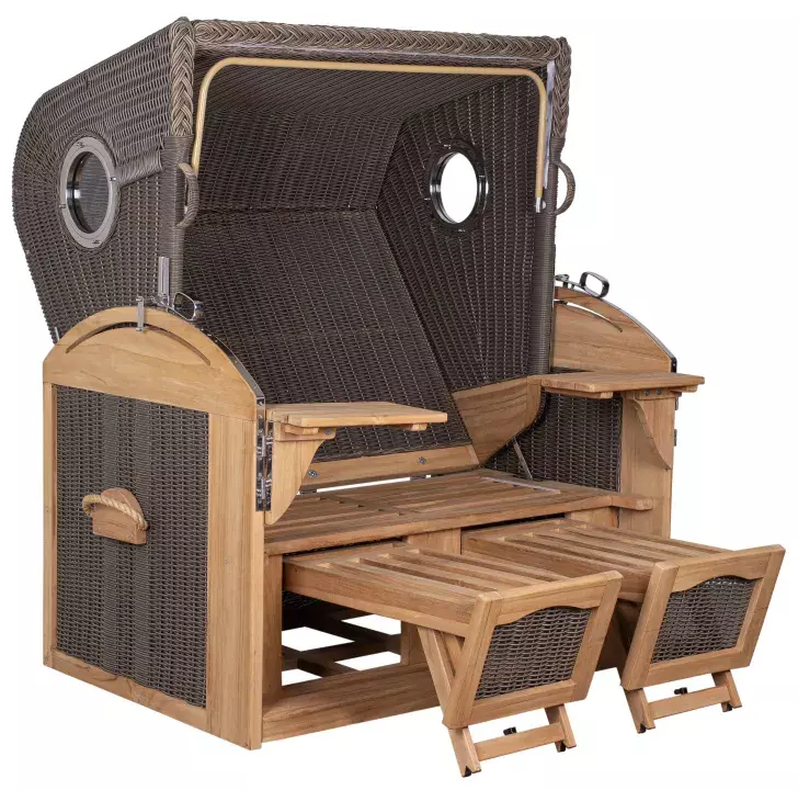 Strandkorb_Werdum_XL_Teak_Bullauge_PE_grey_durchgeflochten_ohne_Polster _1_