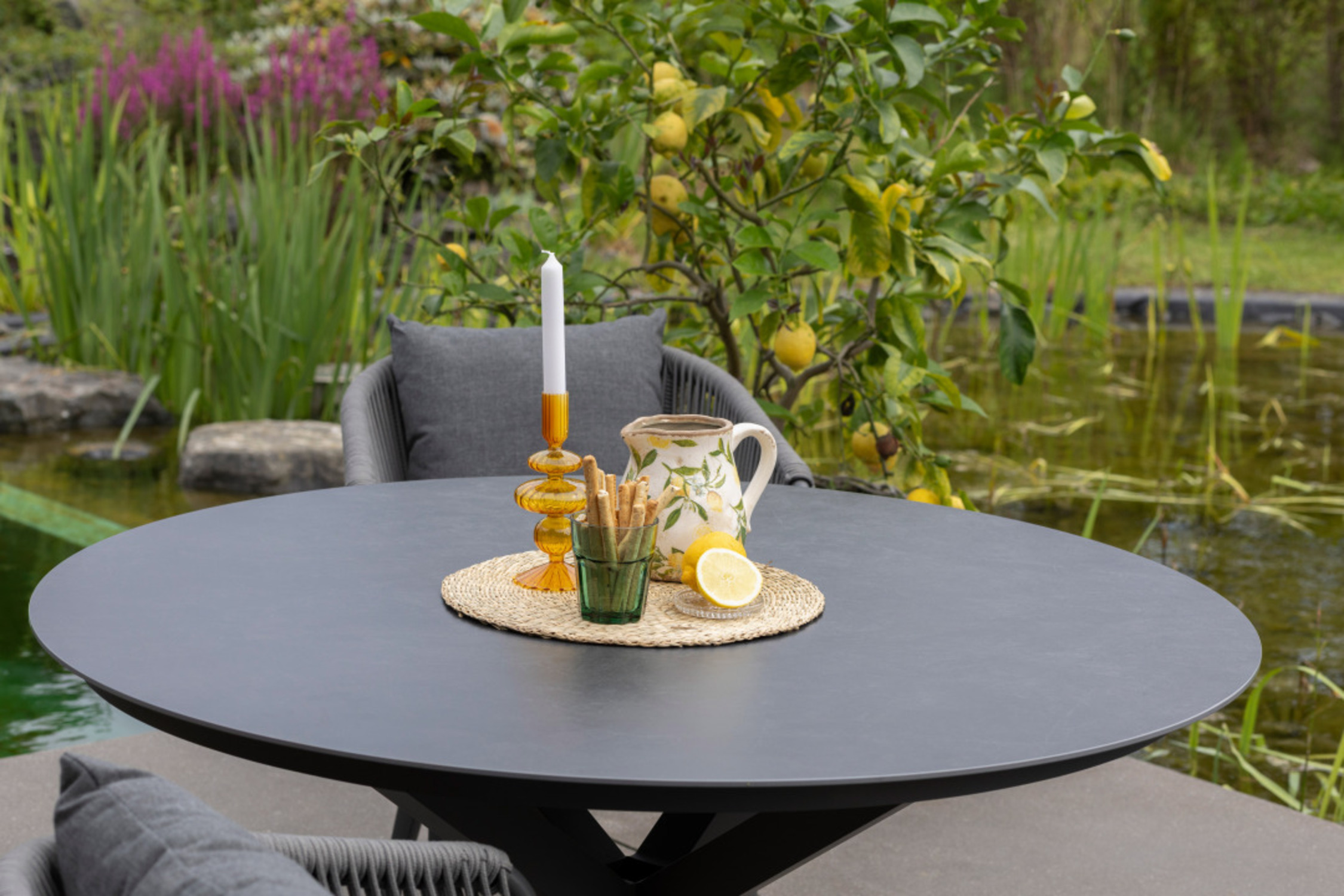 Gartenmöbelset Diningsessel Cadiz mit Tisch Malaga 120 cm