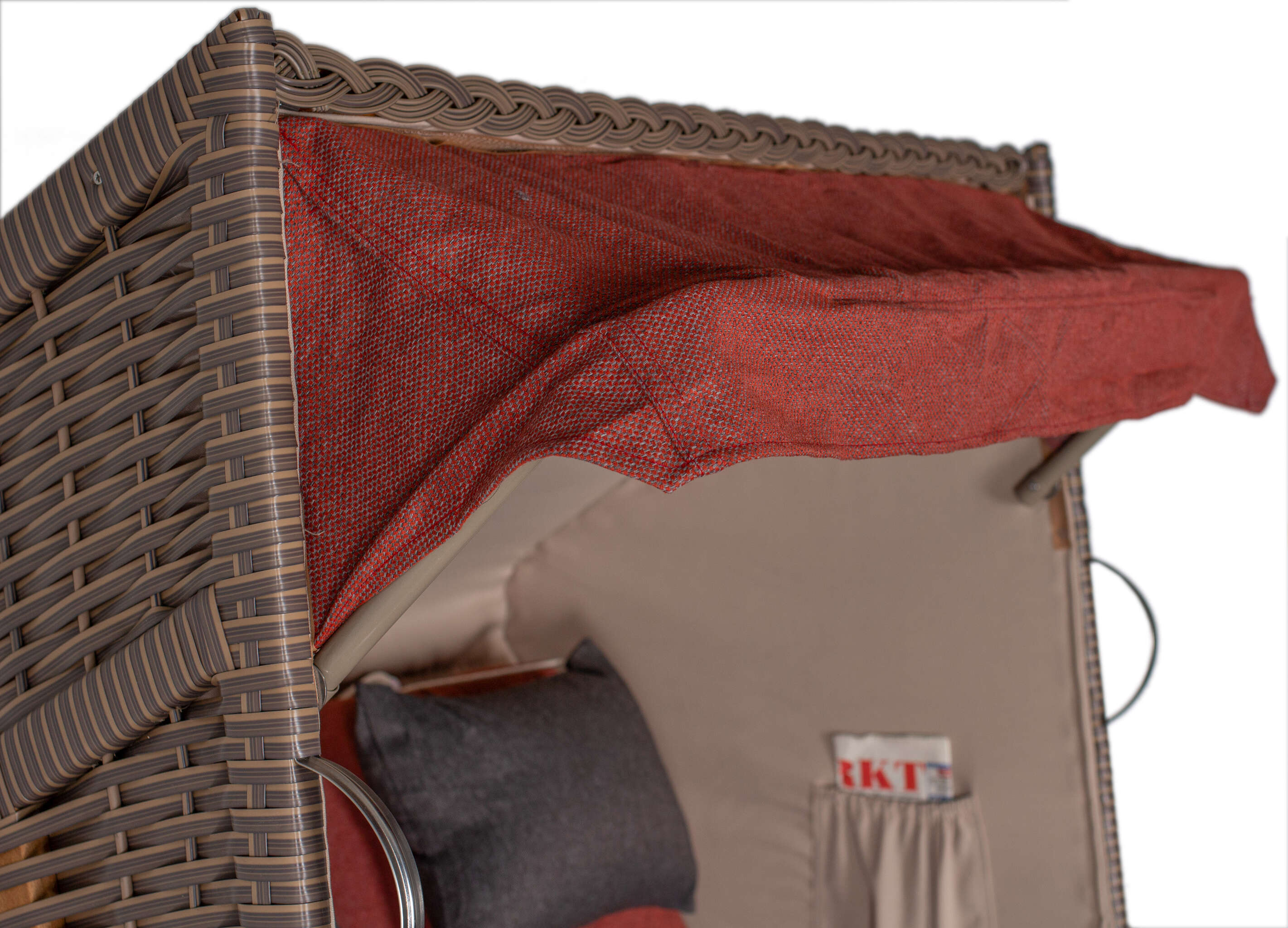 Strandkorb Schleswig Pinie Braun PE Mokka Dessin 566