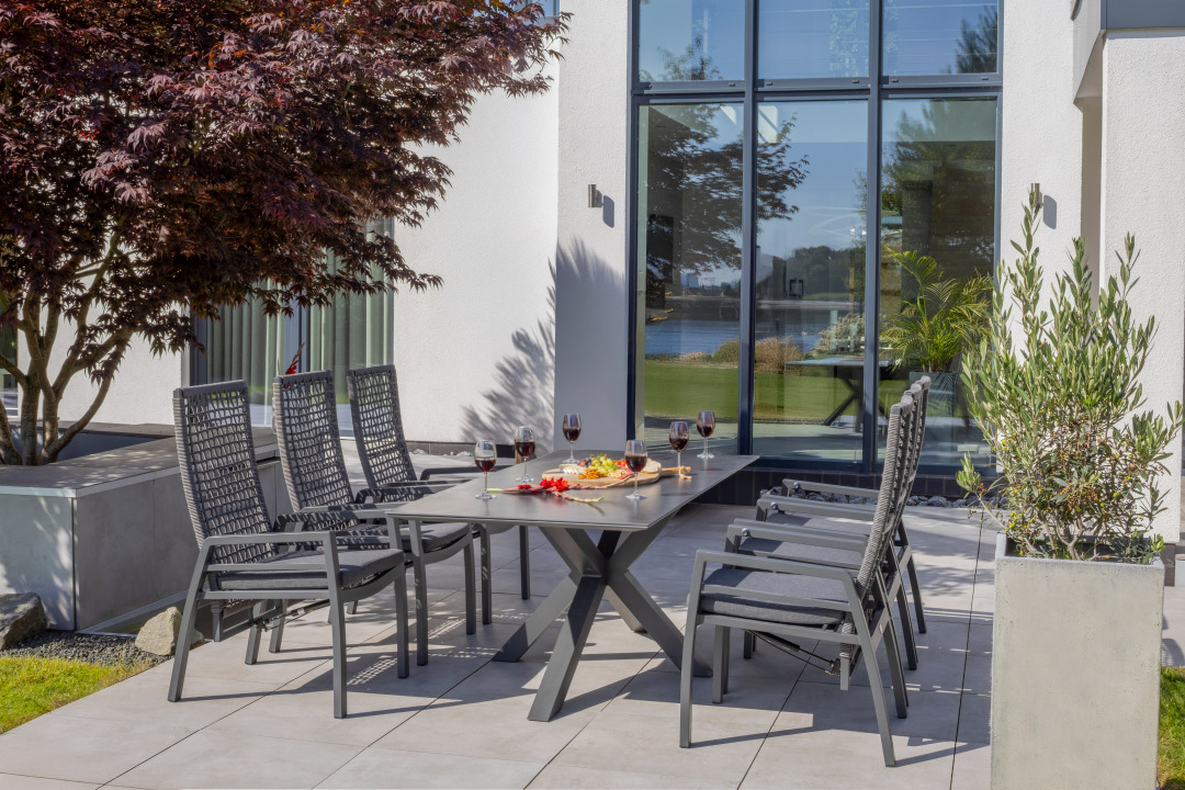 Gartenmöbelset Relaxsessel Lucena mit Tisch Malaga 200 x 90 cm