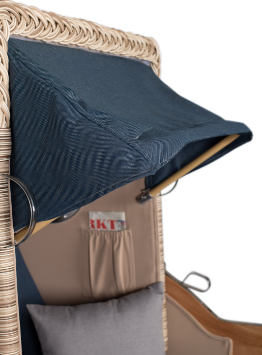 Strandkorb Amrum Single Bullauge Teak PE Shell Dessin 593