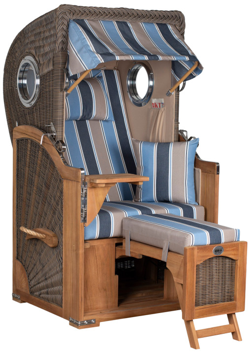 Strandkorb Amrum Single Bullauge Teak PE Grey Dessin 580