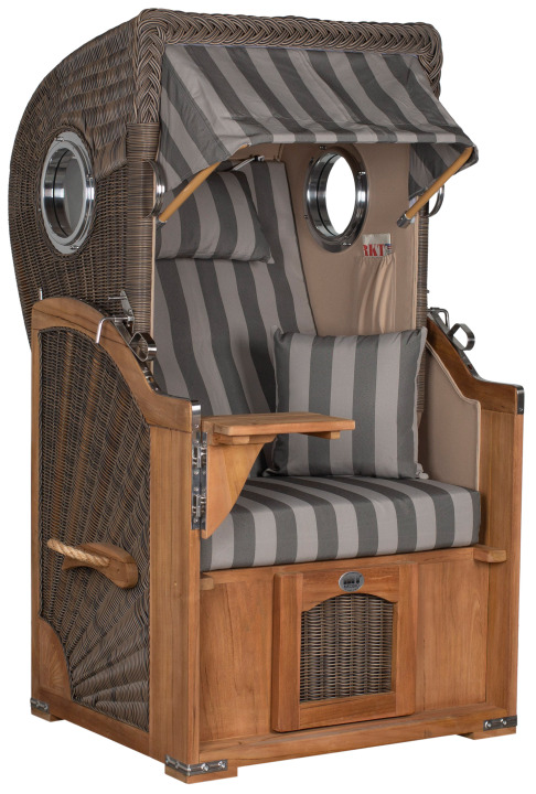 Strandkorb Amrum Single Bullauge Teak PE Grey Dessin 537