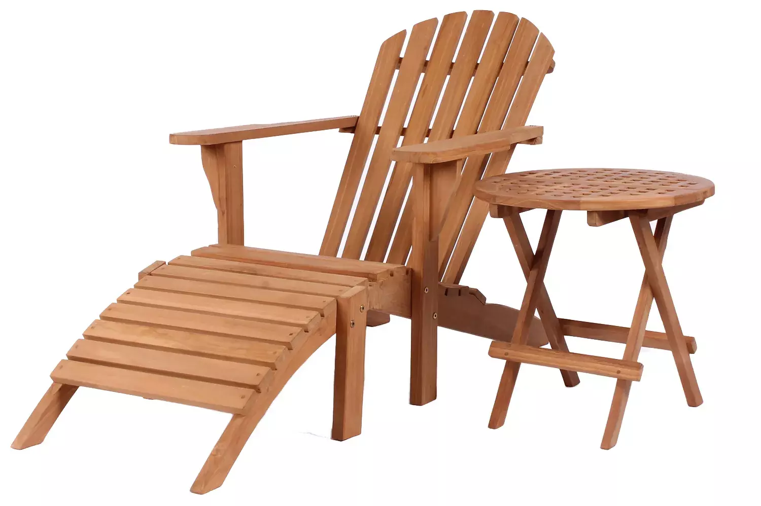 Liegesessel Adirondack Montreal und Tisch Dorset Teak-KOMPLETTSET