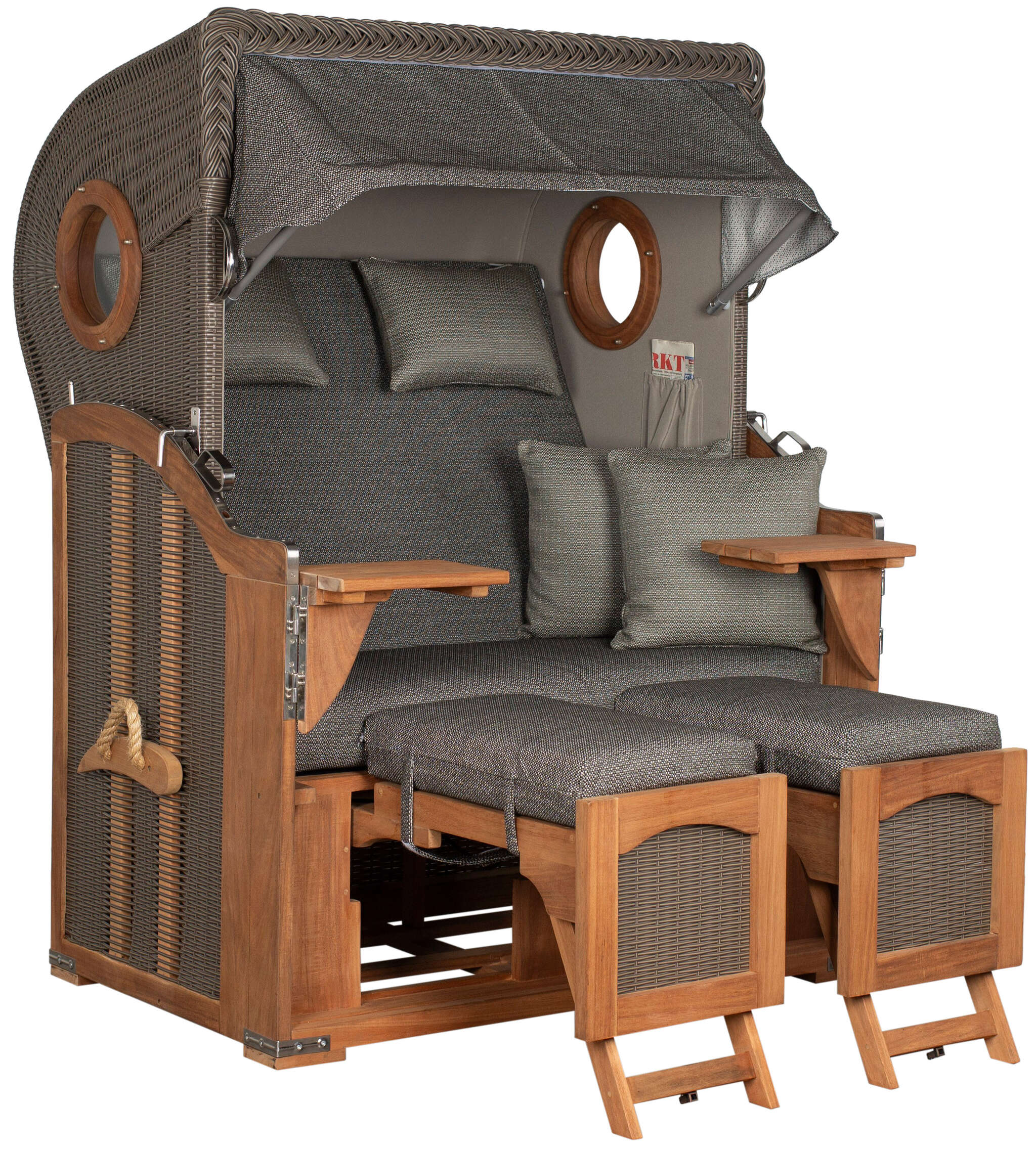 Strandkorb Mellum Akazie PE dark brown Dessin 577