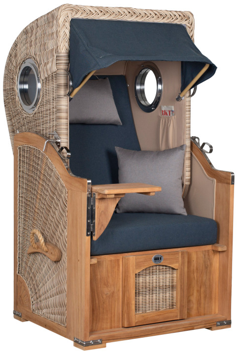 Strandkorb Amrum Single Bullauge Teak PE Shell Dessin 593