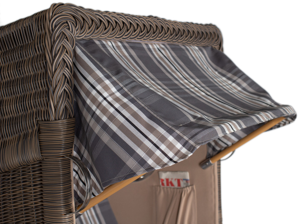 Strandkorb Amrum Single Bullauge Teak PE Grey Dessin 522