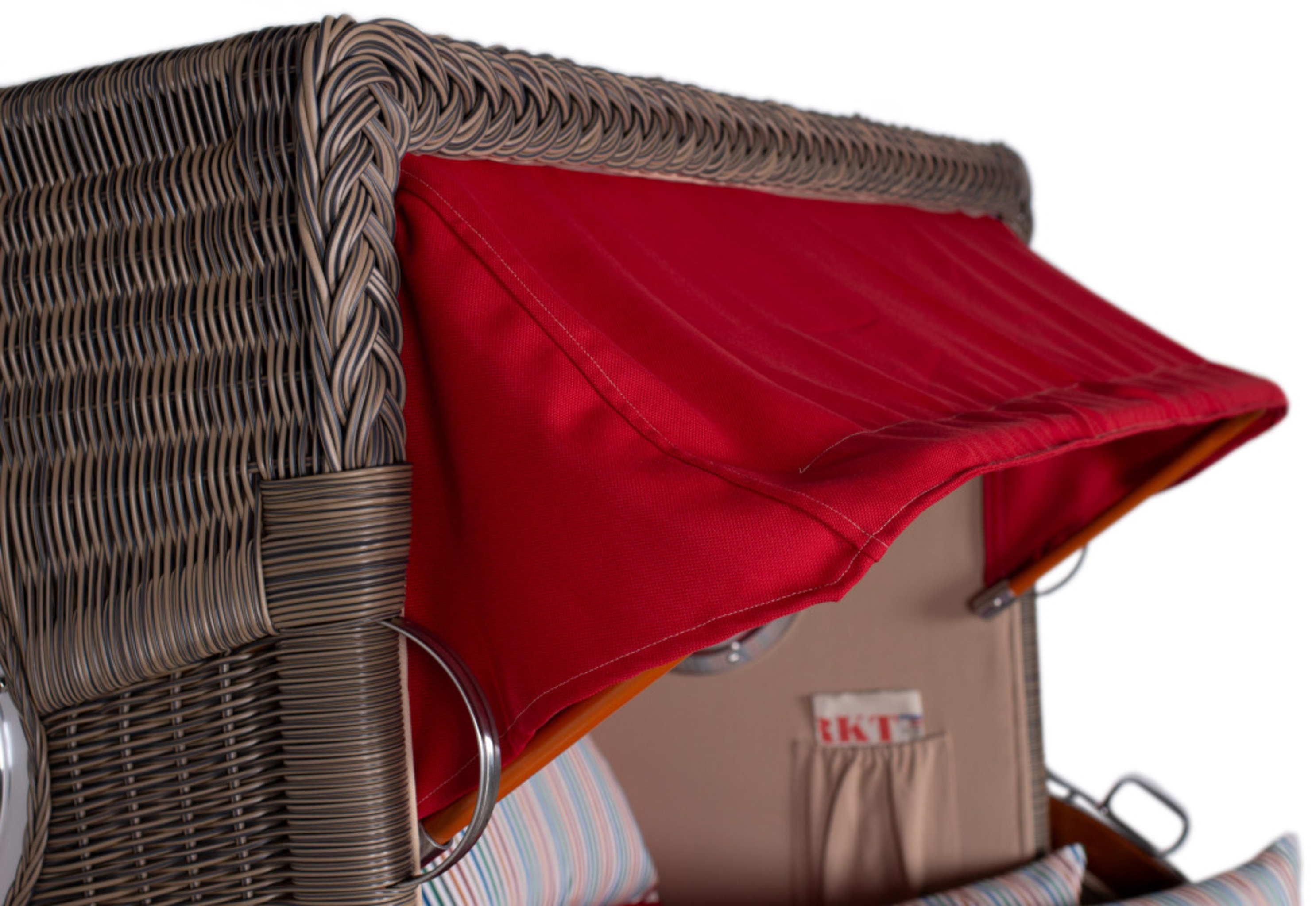 Strandkorb Amrum Grande Bullauge Mahagoni PE grey Dessin 585