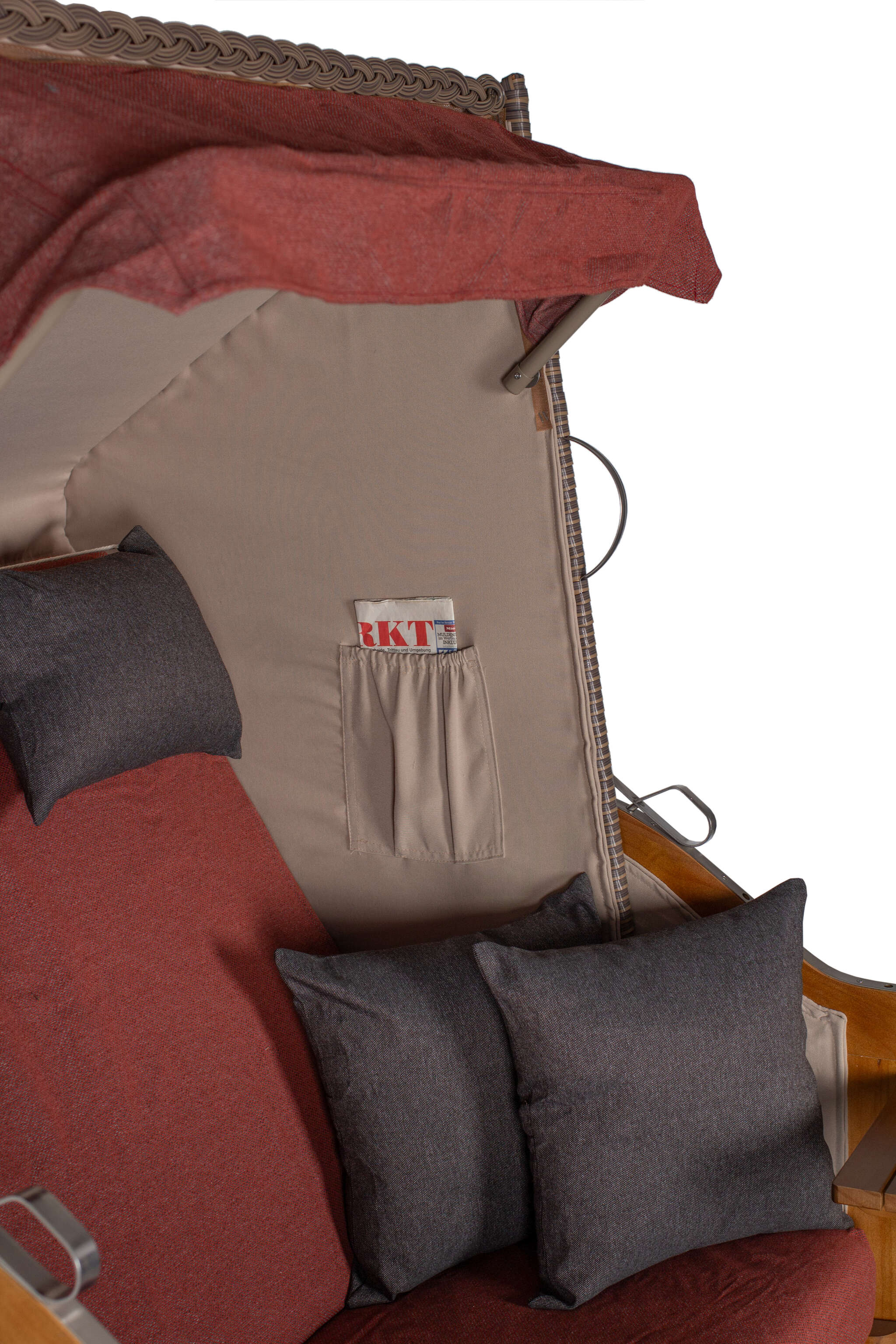 Strandkorb Schleswig Pinie Braun PE Mokka Dessin 566